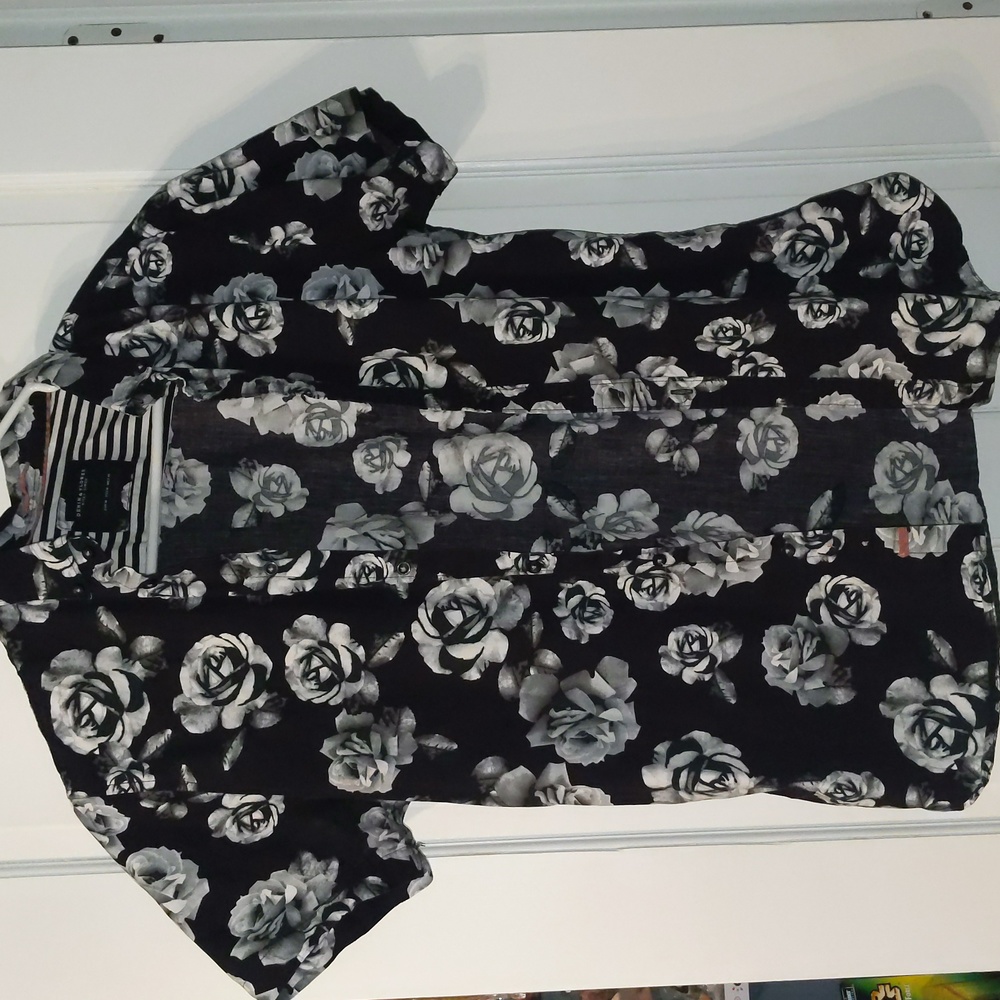 Rose button up short sleeve shirt